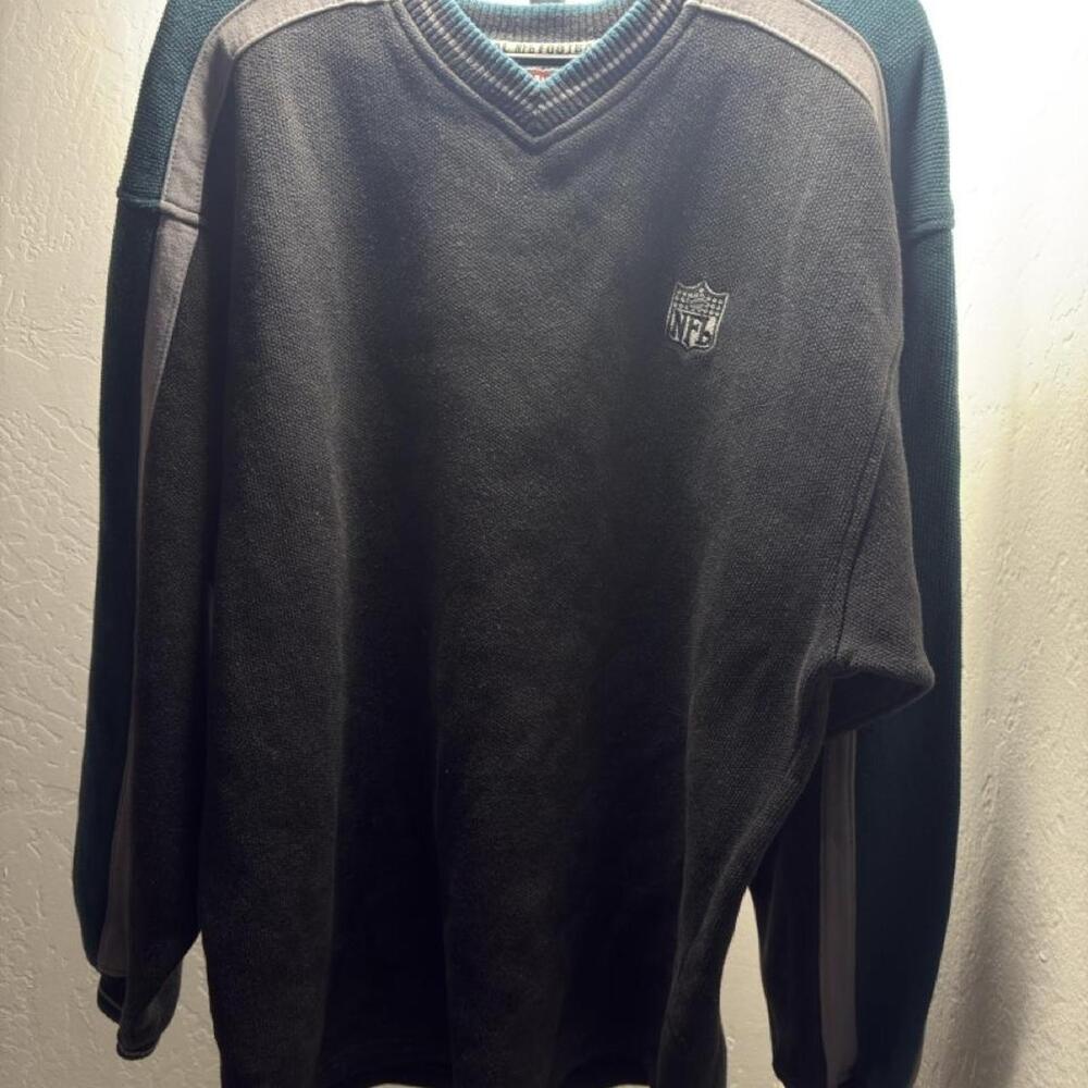 Vintage NFL Knit Sweater Mens L Casual Y2K Black Gray